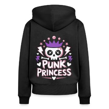 Femme Punk Princesse Rockeuse Punk - Sweat à capuche zippé Premium bio Femme - noir - Dos - Julia (174cm)