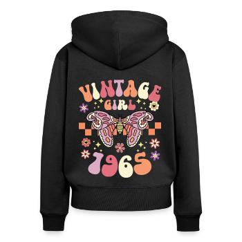 Retro Frauen 60 Jahre Jubiläum 1965 - Frauen Premium Bio Zip Hoodie - Schwarz - Hinten - Julia (174cm)