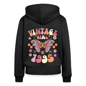 Retro Frau 30 Jahre Jubiläum 1995 - Frauen Premium Bio Zip Hoodie - Schwarz - Hinten - Julia (174cm)