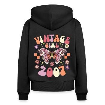 Retro Women 18 Year Old Birthday 2007 - Women's Premium Organic Zip Hoodie - black - Back - Julia (174cm)