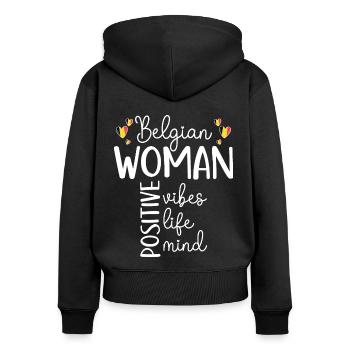 Positive Girl Belgian Woman - Women's Premium Organic Zip Hoodie - black - Back - Julia (174cm)