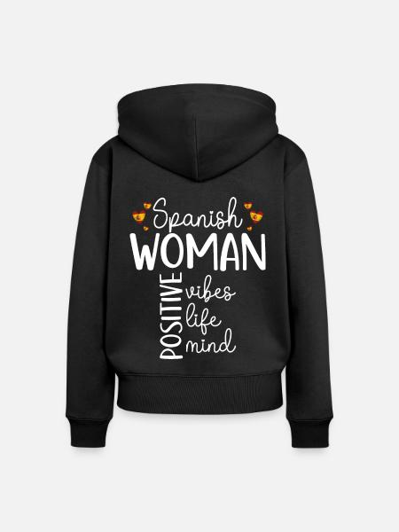 Positives Mädchen Spanierin - Frauen Premium Bio Zip Hoodie - Schwarz