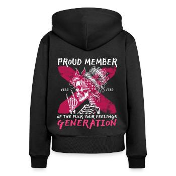Woman Skull Humor Generation X - Women's Premium Organic Zip Hoodie - black - Back - Julia (174cm)