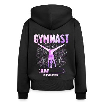 Gymnastik Geschenk Mädchen Turnerin - Frauen Premium Bio Zip Hoodie - Schwarz - Hinten - Julia (174cm)