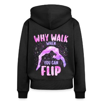 Gymnastik Geschenk Mädchen Turnerin - Frauen Premium Bio Zip Hoodie - Schwarz - Hinten - Julia (174cm)