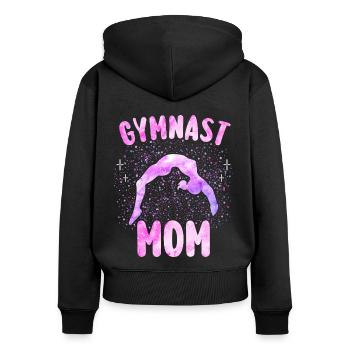 Cadeau Gymnastique Maman Gymnaste - Sweat à capuche zippé Premium bio Femme - noir - Dos - Julia (174cm)