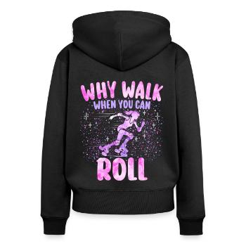 Mädchen Roller Skater Frau Roller - Frauen Premium Bio Zip Hoodie - Schwarz - Hinten - Julia (174cm)