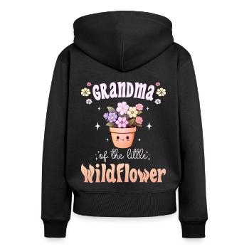 Fleur Bébé Naissance Enfant Mamie - Sweat à capuche zippé Premium bio Femme - noir - Dos - Julia (174cm)
