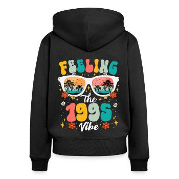 30eme Anniversaire Femme 1995 30 Ans Anniversaire - Sweat à capuche zippé Premium bio Femme - noir - Dos - Julia (174cm)