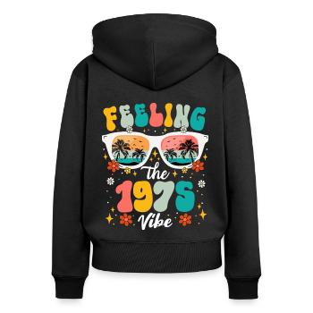 50th Anniversary Woman 1975 50 Years Anniversary - Women's Premium Organic Zip Hoodie - black - Back - Julia (174cm)