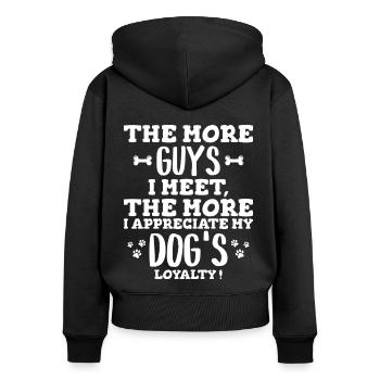 Single Woman Quote Humor Dog - Women's Premium Organic Zip Hoodie - black - Back - Julia (174cm)