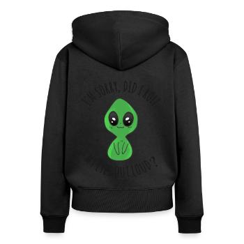 Tut mir leid, habe ich meine Augen laut verdreht - Frauen Premium Bio Zip Hoodie - Schwarz - Hinten - Julia (174cm)