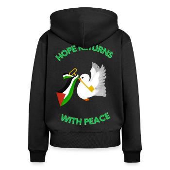 Hope Returns with Peace - Palestine Design - Women's Premium Organic Zip Hoodie - black - Back - Julia (174cm)