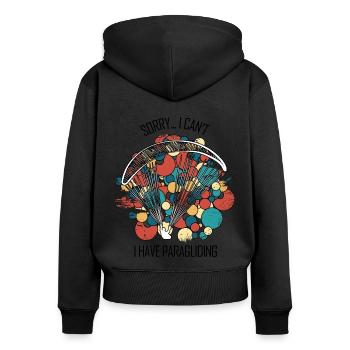 Paragliding Gleitschirm Paragleiter Paraglider - Frauen Premium Bio Zip Hoodie - Schwarz - Hinten - Julia (174cm)
