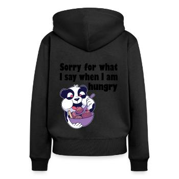 Hungriger Pandabär mit Schüssel Eis - Frauen Premium Bio Zip Hoodie - Schwarz - Hinten - Julia (174cm)