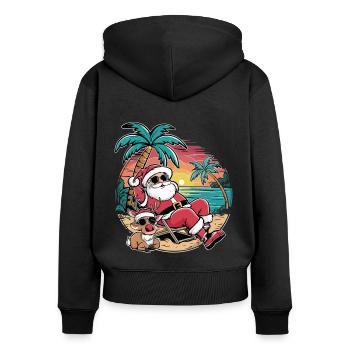 Noël en juillet - Sweat à capuche zippé Premium bio Femme - noir - Dos - Julia (174cm)