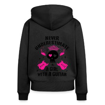 Never underestimate a girl with a guitar - Women's Premium Organic Zip Hoodie - black - Back - Julia (174cm)