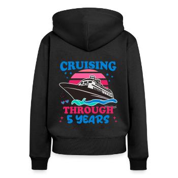 Cruising Through 5 Years Wedding Anniversary - Women's Premium Organic Zip Hoodie - black - Back - Julia (174cm)