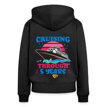 Cruising Through 5 Years Wedding Anniversary - Women's Premium Organic Zip Hoodie - black - Back - Julia (174cm)