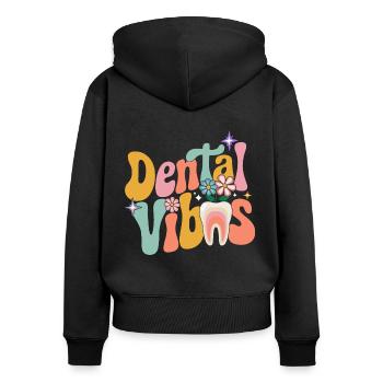 Groovy Retro Dental Woman Dentist - Women's Premium Organic Zip Hoodie - black - Back - Julia (174cm)