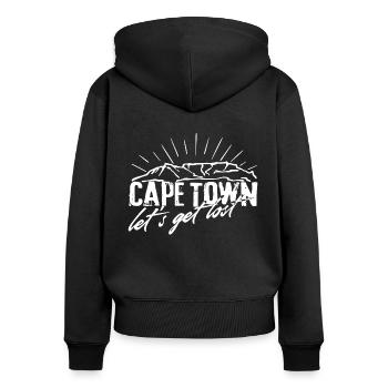 CapeTown Kapstadt Tafelberg Kap der Guten Hoffnung - Frauen Premium Bio Zip Hoodie - Schwarz - Hinten - Julia (174cm)