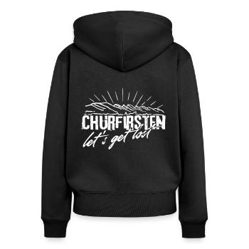 Seven 7 Churfirsten Alpstein Toggenburg Hiking - Women's Premium Organic Zip Hoodie - black - Back - Julia (174cm)