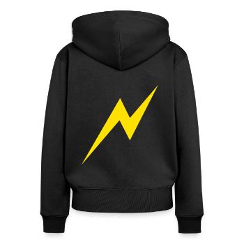 blitz gewitter himmel strom geschenkidee - Frauen Premium Bio Zip Hoodie - Schwarz - Hinten - Julia (174cm)