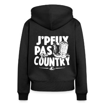 Je Peux Pas J'ai Country Cowboy Western Cadeau - Sweat à capuche zippé Premium bio Femme - noir - Dos - Julia (174cm)