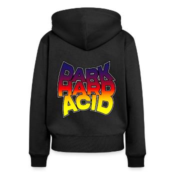 Acid Techno Dark Hard Acid Techno 303 Basslines - Frauen Premium Bio Zip Hoodie - Schwarz - Hinten - Julia (174cm)
