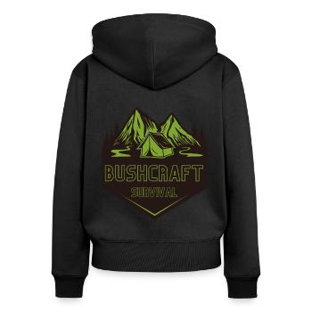 Survie en bushcraft - Sweat à capuche zippé Premium bio Femme - noir - Dos - Julia (174cm)