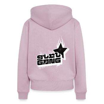 GIRL GANG - Retro Frauenpower Shirt Mädchen - Frauen Premium Bio Zip Hoodie - Altrosa - Hinten - Julia (174cm)