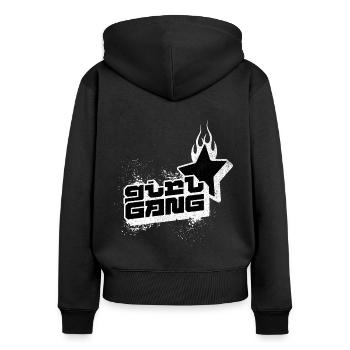 GIRL GANG - Retro Frauenpower Shirt Mädchen - Frauen Premium Bio Zip Hoodie - Schwarz - Hinten - Julia (174cm)
