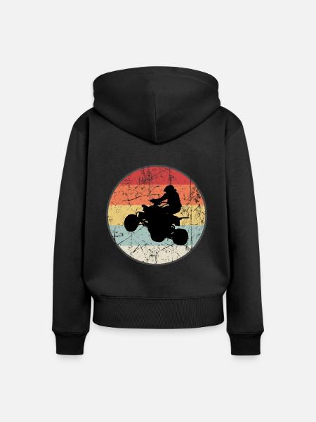 ATV Quad Retro - Frauen Premium Bio Zip Hoodie - Schwarz