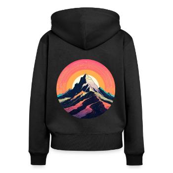 La musique de montagne vinyle rencontre la nature psychédélique - Sweat à capuche zippé Premium bio Femme - noir - Dos - Julia (174cm)