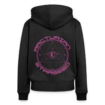 Arcturian Starseed 11:11 - Frauen Premium Bio Zip Hoodie - Schwarz - Hinten - Julia (174cm)