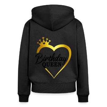 Birthday Queen Dark - Cadeau d’anniversaire - Sweat à capuche zippé Premium bio Femme - noir - Dos - Julia (174cm)