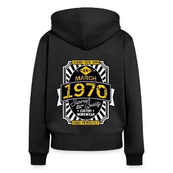 1970 MARCH - Women's Premium Organic Zip Hoodie - black - Back - Julia (174cm)