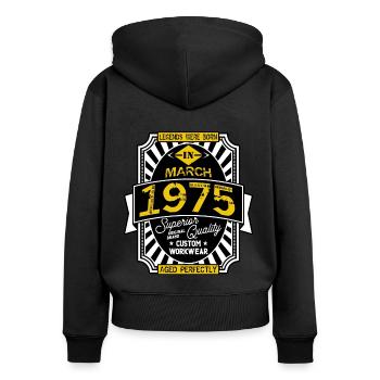 1975 MARCH - Women's Premium Organic Zip Hoodie - black - Back - Julia (174cm)