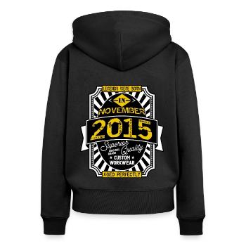 2015 NOVEMBER - Women's Premium Organic Zip Hoodie - black - Back - Julia (174cm)