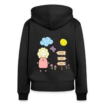 Have a nice day - Women's Premium Organic Zip Hoodie - black - Back - Julia (174cm)