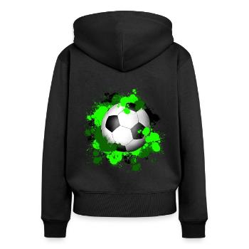 Blobs de football - Sweat à capuche zippé Premium bio Femme - noir - Dos - Julia (174cm)
