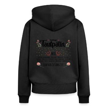 Lieblingstaufpatin - Taufpatin Fragen - Frauen Premium Bio Zip Hoodie - Schwarz - Hinten - Julia (174cm)