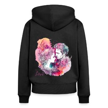 Valentinstag | Ewige Liebe | Eternal Love - Frauen Premium Bio Zip Hoodie - Schwarz - Hinten - Julia (174cm)