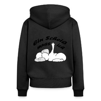 Wolke ein Scheiß muss ich - Schriftzug schwarz - Frauen Premium Bio Zip Hoodie - Schwarz - Hinten - Julia (174cm)