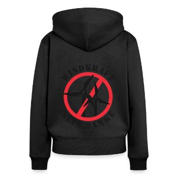 Windkraft Nein Danke - Frauen Premium Bio Zip Hoodie - Schwarz - Hinten - Julia (174cm)