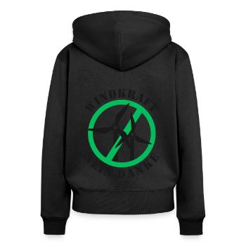 Windkraft Nein Danke - Frauen Premium Bio Zip Hoodie - Schwarz - Hinten - Julia (174cm)