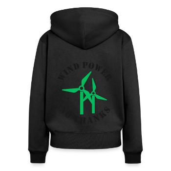Wind Power No Thanks - Women's Premium Organic Zip Hoodie - black - Back - Julia (174cm)