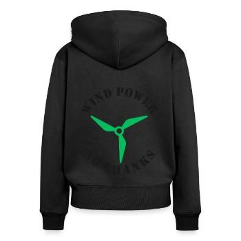 Windkraft Nein Danke - Frauen Premium Bio Zip Hoodie - Schwarz - Hinten - Julia (174cm)