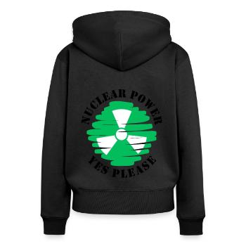 Atomkraft, Ja bitte, Kernenergie - Frauen Premium Bio Zip Hoodie - Schwarz - Hinten - Julia (174cm)