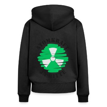 Atomkraft, Ja bitte, Kernenergie - Frauen Premium Bio Zip Hoodie - Schwarz - Hinten - Julia (174cm)